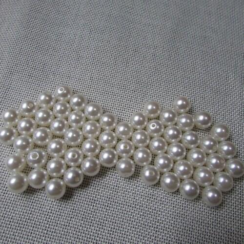 Ivory tint ABS straight hole pearl 50g DIY originality handwork material mobile phone hairdressing essential 3mm-20mm