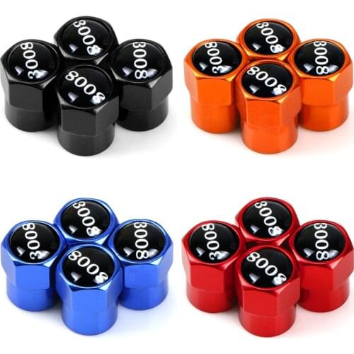 4pcs Aluminum Valve Caps Car Wheel Tires Valves Tyre Stem Air Caps for Peugeot 3008 2009-2018 Car Accessories