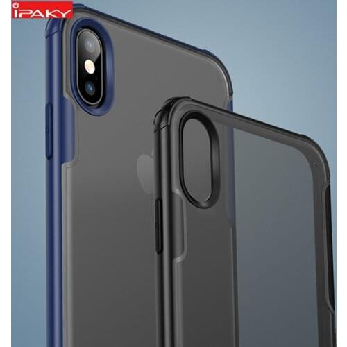 IPAKY for iPhone XR Case Matte Transparent Silicone PC Hybrid for iPhone X XS Case Shockproof Armor Cover for iPhone XS MAX Case