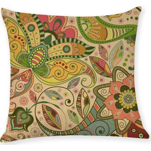 Flowers Cotton Linen Throw Pillow Case Cover New Home Office Decorative