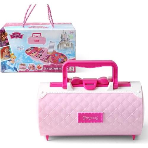 Disney girls princess real suitcase Cosmetics Toy set Makeup Toy Girl Gift House Play Nail Polish Set with gift box