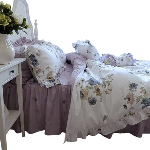 Korean-Style Four Seasons Princess European Garden Ruffles Cotton Bedding Cotton Four-Piece of Bed Skirt