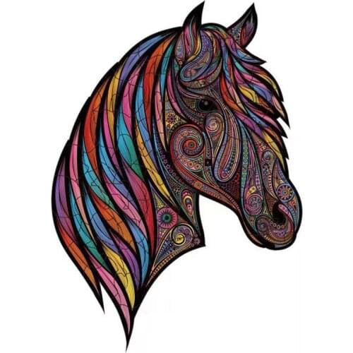 Horse Wooden Puzzle Adult Children Diy Educational Puzzles Unique 3d Animal Shape Board Toys A3 A4 A5 Jigsaw Interactive GiftS