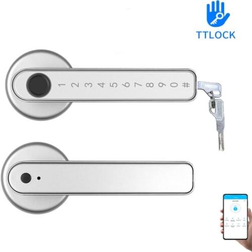 Smart Biometrics Fingerprint Password Code Single Latch Lock With Key For Indoor Wooden Metal Door