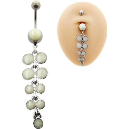 JHJT 1PC 14G Dangled Belly Button Rings Navel Piercing Ombligo Women Stainless Steel Navel Piercing Body Jewelry