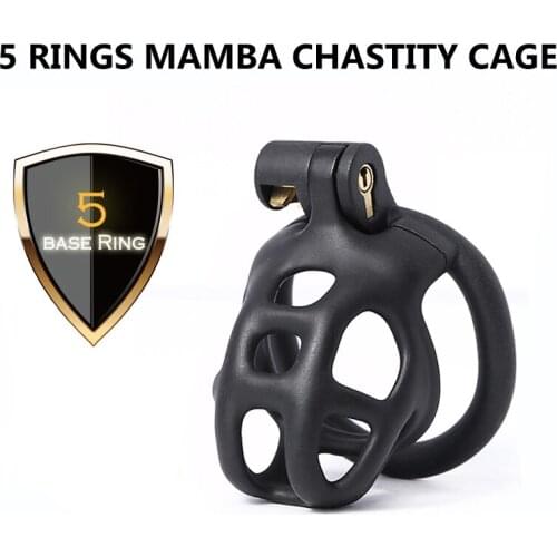 5 Penis Ring Mamba Cock Cage Set Male Chastity Device Kit Penis Ring Cover Cock Ring Cobra Cock Cages Lock Sex Toys For Men