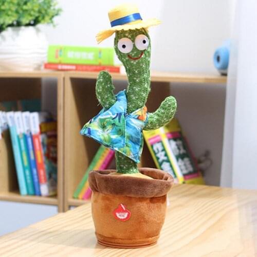 Mini Electronic Shake Dancing Cactus Plush with Song Early Childhood Education Toy for Children Desk Accessories