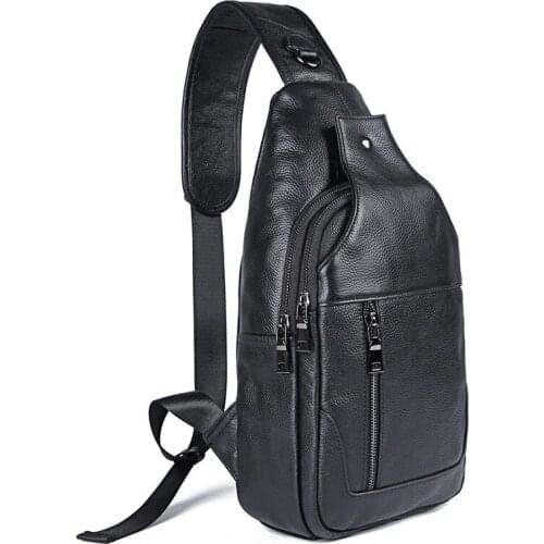 Men Bag Large Capacity Daily Chest Bag For Man Handbag High Quality Cow Leather Shoulder Bag Sling Bag For IPad Large Purse