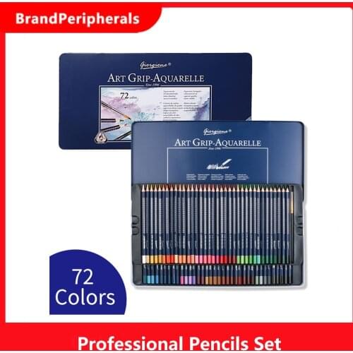 36/48/72 Professional Pencils Set Water Soluble Colored Pencils with Brush Metal Box for School Students Artist for Drawing