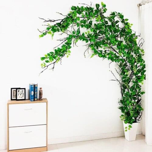 Real touch Artificial Plants Vivid Ivy Vines Leaf Garland Grass Grape Leaves Rattan Wall Hanging Home Garden Party Wedding Decor
