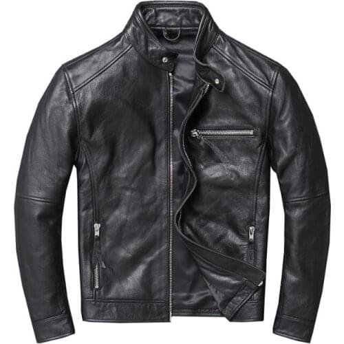 Genuine Leather Jacket Men Clothes 2020 Cowhide Coat Motorcycle Real Cow Leather Jackets Spring Autumn Coats 094Hei KJ3192