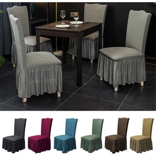 Anti-Slip Dining Chair Cover with Ruffle Skirt Removable Anti-dirty Seat Chair Covers for Banquet Wedding Hotel Restaurant