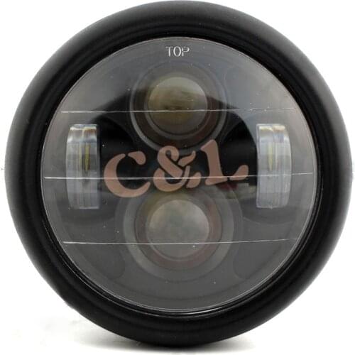 New 6.3" Motorcycle Headlight Matte Black Metal Clear Lens LED Projector Lamp For Harley Bobber