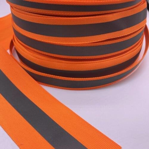 New 5yards Orange Safety Silver Reflective Sew on Fabric Tape Strap Vest Webbing