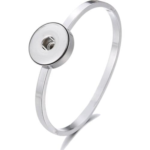 New Metal 316L stainless steel snap Bangles Bracelets fit 18MM snap buttons wholesale snap jewelry SG0243 Gift