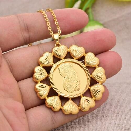 Annayoyo France Beauty Avatar golden Necklace Choker Chain Necklace Women Man Gold Color Pendant Jewelry Gift