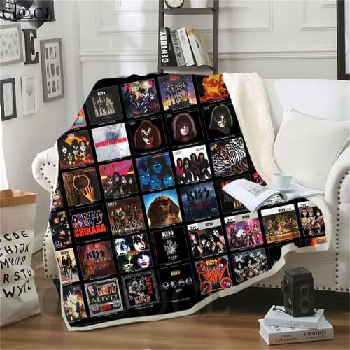 Throw Blankets KISS Rock Band Printed Blankets for Beds Plush Fluffy Blanket Teenager Home Decoration Beddings Thick Quilt