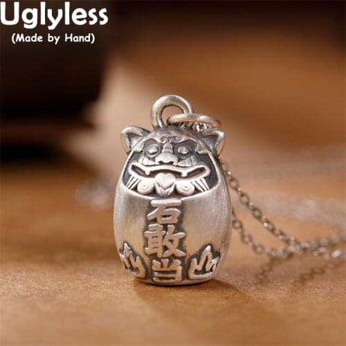 Uglyless China Myth Mountain God Pendants for Women Ethnic 990 Silver Animals Necklaces NO Chain Thai Silver China Chic Jewelry