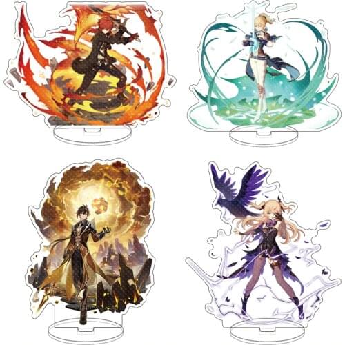 Hot Game Genshin Impact Zhongli Xinyan Cosplay Acrylic Figure Cartoon Stand Model Plate Desk Decor Standing Sign Collections