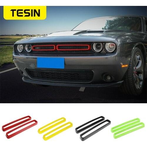 TESIN Racing Grills for Dodge Challenger Car Grille Air conditioning Vent Decoration Cover for Dodge Challenger 2015+Accessories
