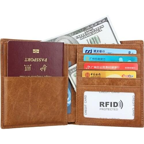 Rfid Male Womens Genuine Leather Passport Holder Function Passport Travel Wallet