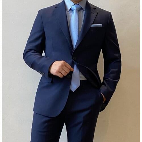 RICODESIGN mens slim fit business classic formal navy suit stretch two pieces handmade tailored customd