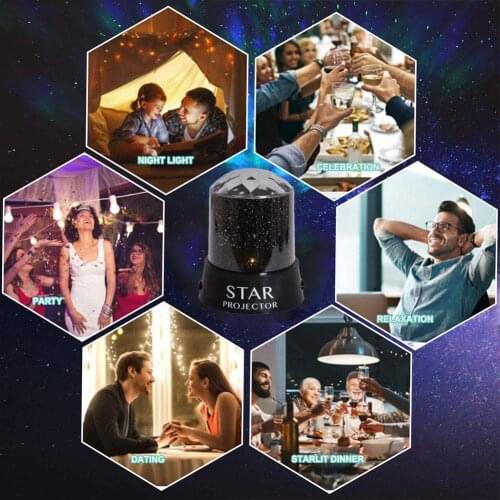 Romantic Colorful Star Light Battery Star Projection Lamp Projector Night Party Star LED Decoration Home Moon Festive Maste S4Y2