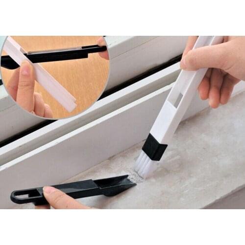 100PCS 2 In 1 Polished Window Track Cleaning Brush Keyboard Nook Cranny Dust Shovel New comb