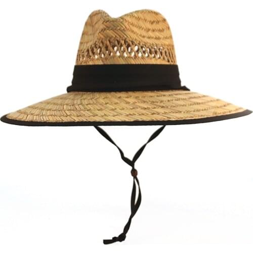 Women Men Beach Sun Hat Outdoor Summer Wide Brim Camouflage Jazz Panama Kahuna Straw Lifeguard Hat