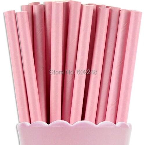 100pcs Mixed Colors Plain Pink Paper Straws, Cheap Biodegradable Party Supplies Solid Color All Pink Paper Drinking Straws