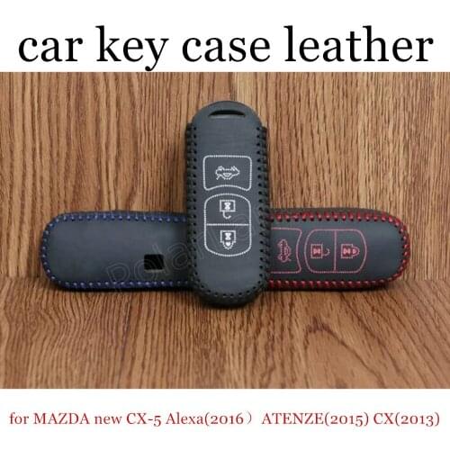 Only Red car key case leather hand sewing car key cover fit for MAZDA new CX5 Alexa(2016) ATENZE(2015) CX(2013)