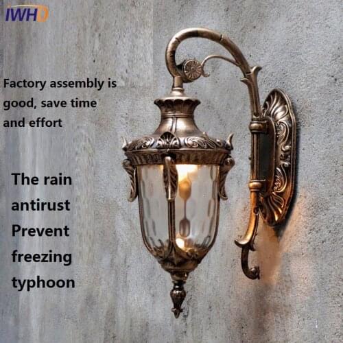 Vintage LED Wall lamp Outdoor Wall Sconce Lighting Waterproof Garden Wall Light Fixtures Aluminum Glass Antique Porch Lights