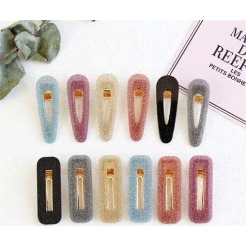 2020 New Women Girls Acrylic Hollow Water Drop Rectangle Hair Clips Tin Foil Sequins Hairpins Barrettes Headband Hair Accessorie