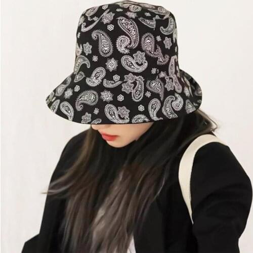 Women Paisley Cashew Print Double Sided Reversible Sun Hat Folding Bucket Cap Sun Hat Bucket Cap Bucket Cap Sun Hat Bucket Cap