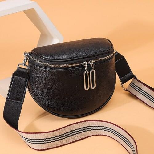 Womens Handbags 2021 New luxury Wide Shoulder Strap Shoulder Bags Women Pu leather Crossbody Saddle Bags Solid ColorLeather Bag