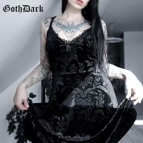 Goth Dark Gothic Vintage Black E-girl Summer Dress For Women Bodycon Bandage V-neck Embroidery Lace Casual Party Femme Dresses