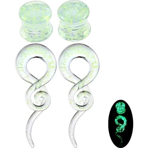 2Pcs Glass Spiral Taper Ear Plug Piercing 5-14mm Ear Stretchers Expander Gauges Earrings Piercing Body Jewelry Ear Plugs Tunnels