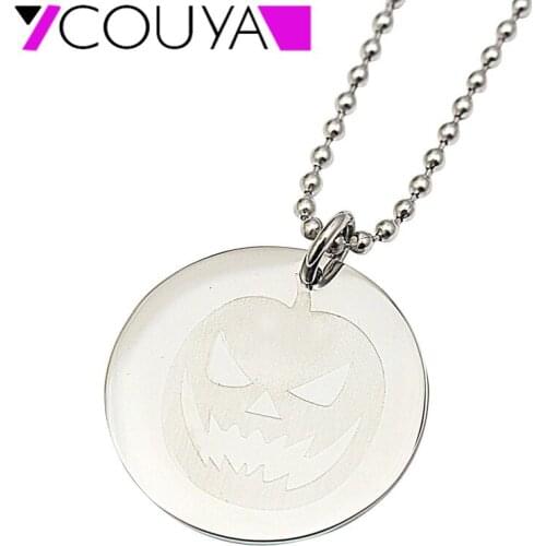 2017 Custom Halloween Jewelry Coin Shape "Pumpkin" Pendant Necklace Silver Color Ladies Chain Necklace Trendy Women Jewelry