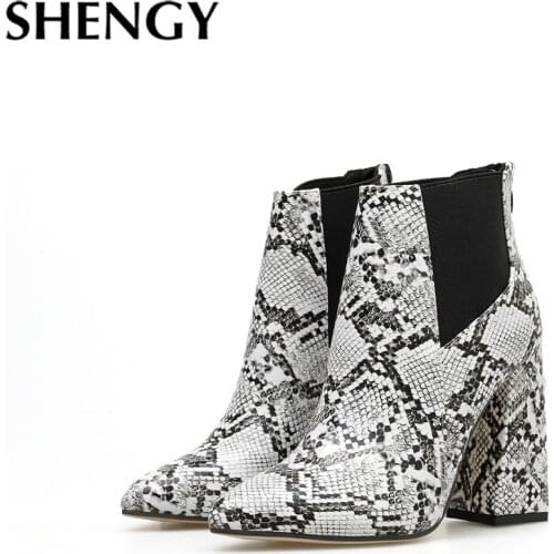 2019 Women Shoes Boots Snake Ankle Boots Sexy Female Autumn Winter Lady Thigh High Boots Party Shoes