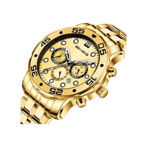 BENNEVIS 2019 New Men Watch Quartz Military Stainless Steel Mens Wristwatches Clock Business Watch for Men Relogio Masculino