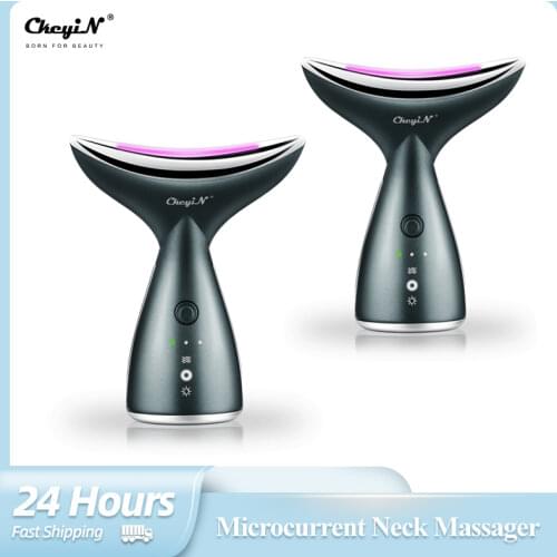 CkeyiN Ultrasonic Neck Massager Face Lifting EMS Micro-Currents Anti Wrinkles Tightening Facial Photon Therapy Beauty Instrument