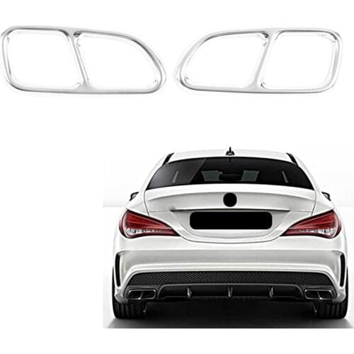 Stainless Steel Car Rear Tail Throat Decor Frame Car Exhaust Pipe Trim Cover Stickers for Benz CLA SLK