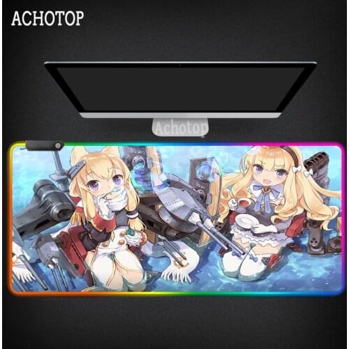 RGB Azur Lane Game Mouse Pad Large Laptop LED Light Gaming Mouse Pad Anti-slip Rubber Gamer Mouse Pad Office Desk Computer Pad