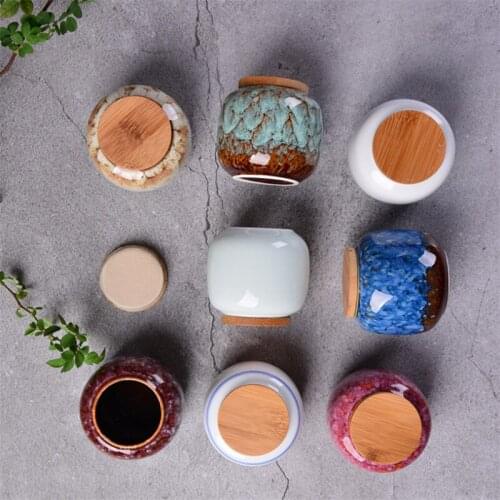 Ceramic Kitchen Seasoning Box Retro Fission Color Tea Caddies Food Containers Travel Coffee Storage Bottle Porcelain Spice Jar