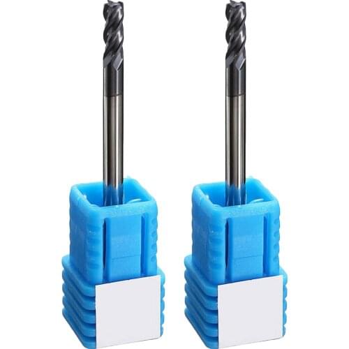 2PCS Tungsten Carbide HRC45 4 Flutes End Mill 3MM Shank Milling Cutter Tool Set For Metal Cutting Manufacturing Metal Processing