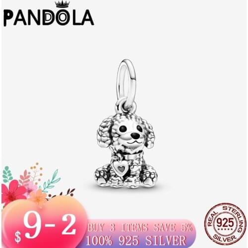FASHION 925 Sterling Silver Poodle Puppy Dog Pet Dangle Charms Beads fit Original Pandora Charms Bracelet Necklace Jewelry