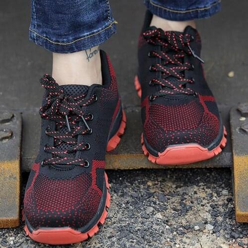 2021 New fashion breathable Work safety shoes men boots mesh boots men shoes lace-up comfortable man work shoes plus size