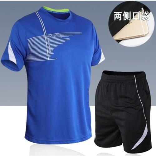 New mens sportswear 2020 summer two-piece mens short-sleeved T-shirt top shorts suit mens sportswear fitness running clothes