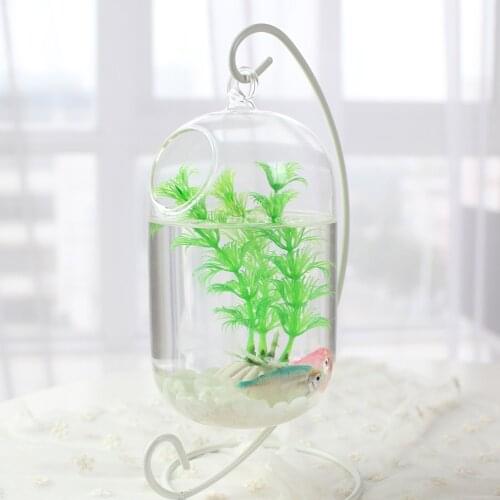 15cm Suspended Transparent Hanging Glass Fish Tank Infusion Bottle Aquarium Flower Plant Vase Flower Vase for Home Decoration