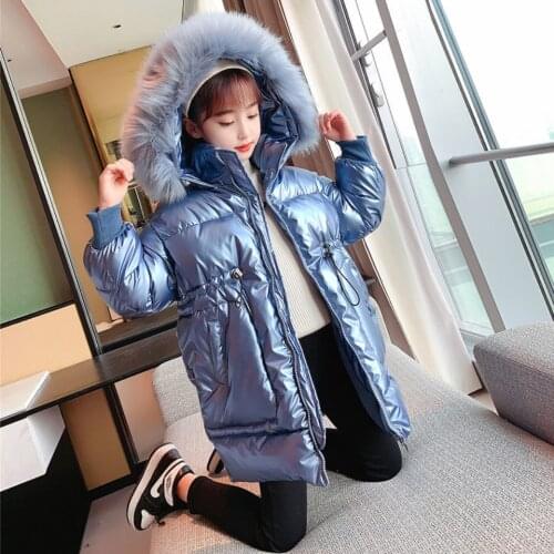 2021 Russion Winter For 3t 4 6 8 10 12 Year Kids Girl Down Parkas Outerwear Fur Collar Warm Hooded Baby Girl Jackets Outwear